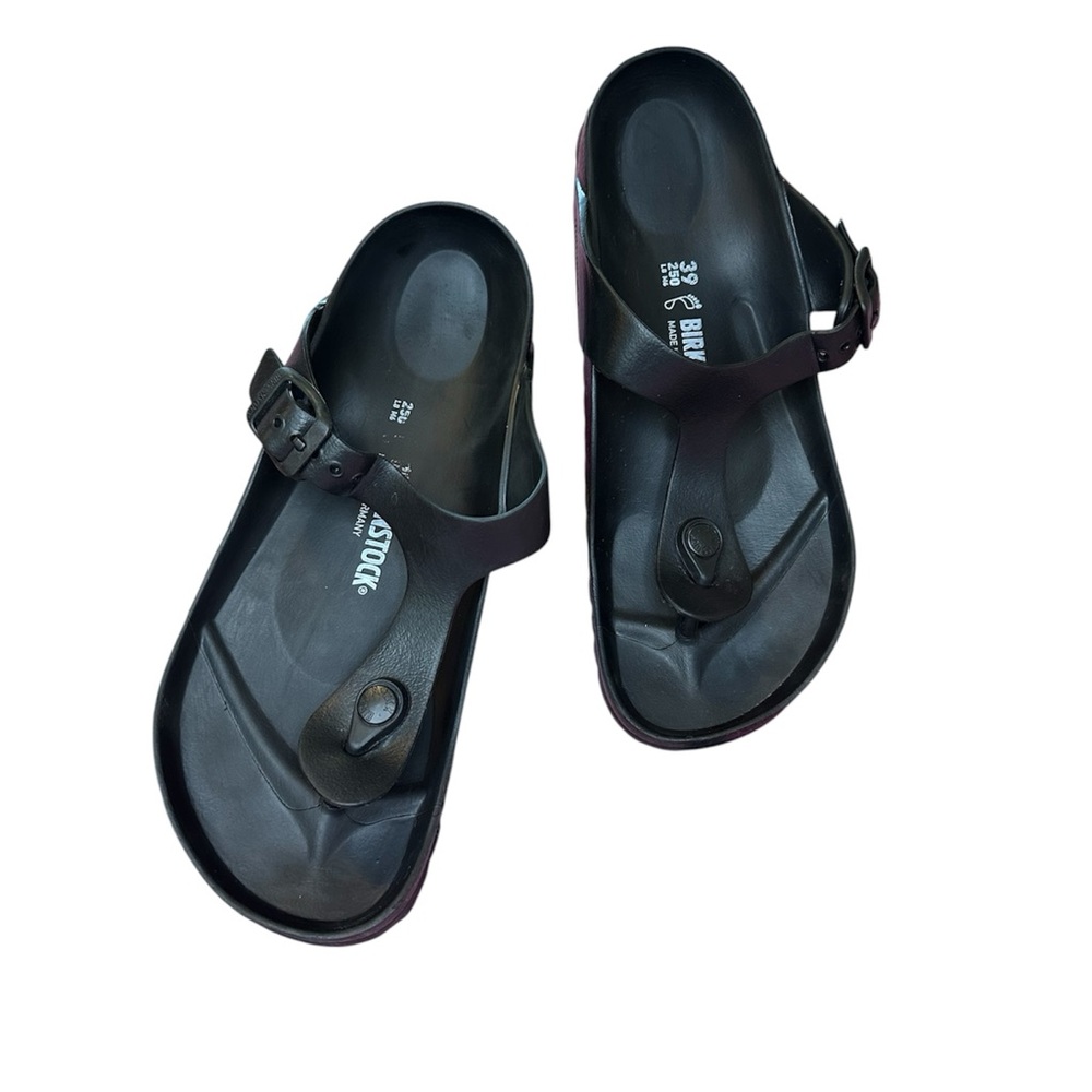 Birkenstock Black and Burgundy Gizeh-Style Thong Sandals